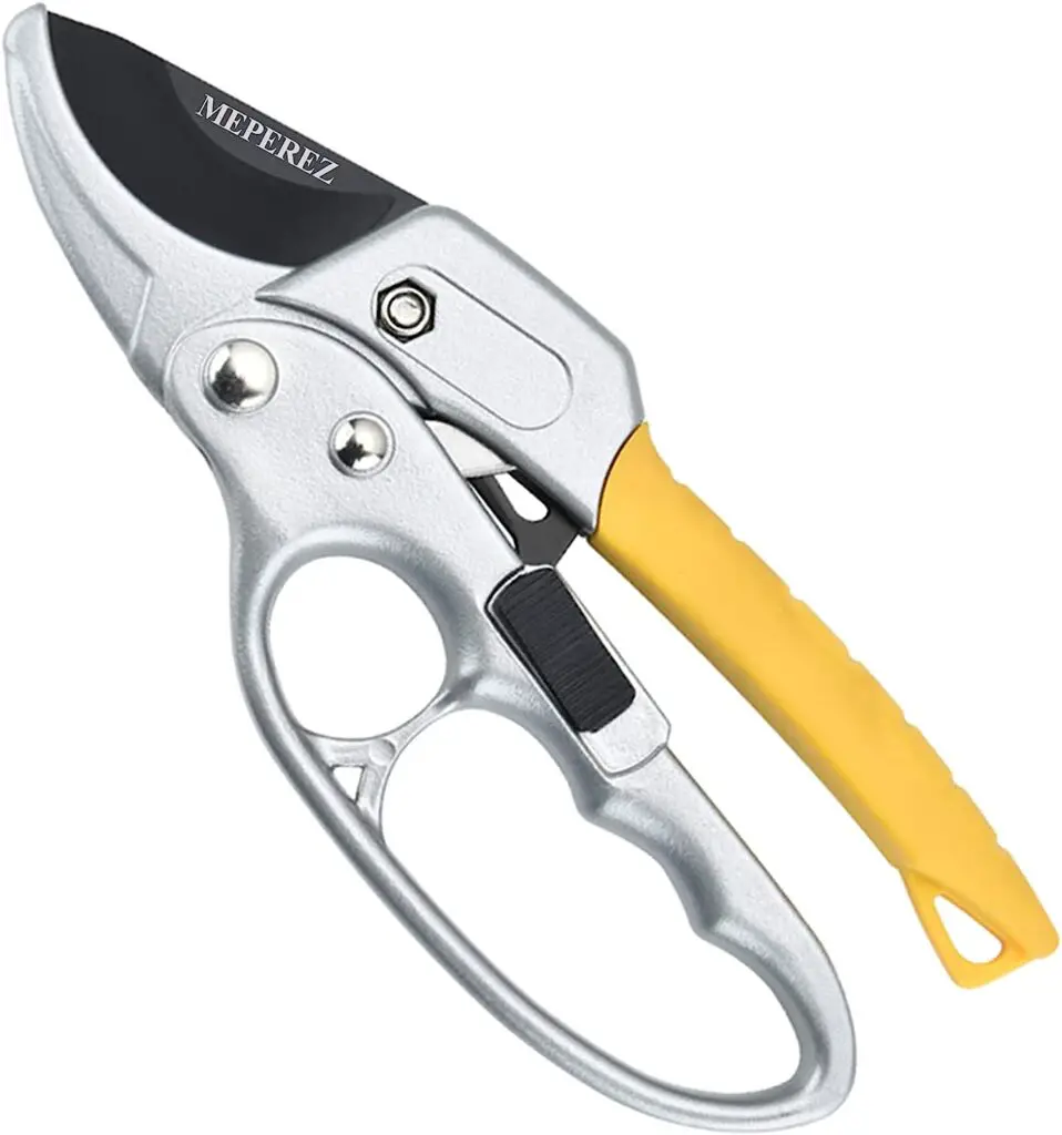 Meperez Pruning Shears - Labor saving -3 times easier to work, Sharp anvil pruners, Friendly to Men, Women, Arthritis Patients, Elderly and those with weak hands, Rust-Proof, Sharp, Light weight