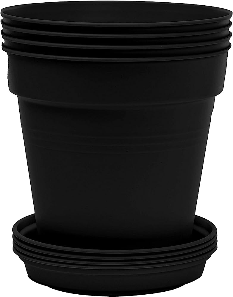 Mintra Home Garden Pots, Square, Colorful, Flower Pot, Planter, (6.5inW x 6.75inH) (Black)