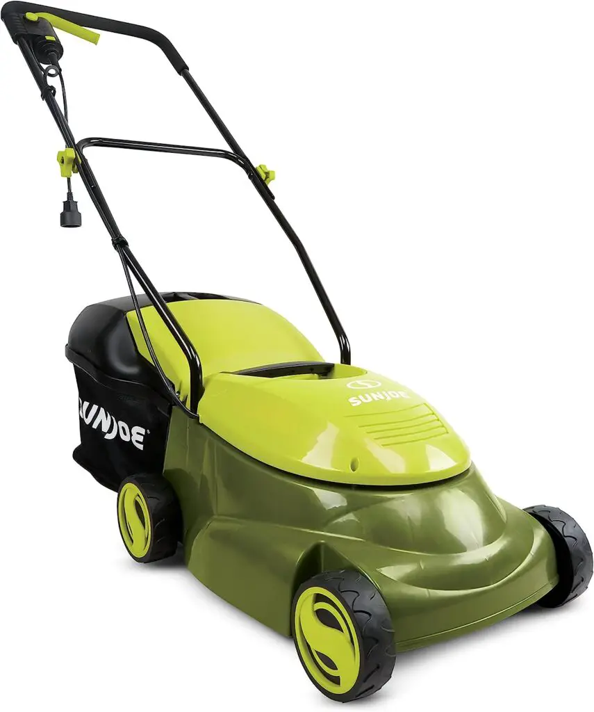Sun Joe MJ401E-PRO Electric Lawn Mower w/Collapsible Handle, 3-Position Height Control, 10.6-Gallon Bag and Side Discharge Chute, 14/13 Amp, Green